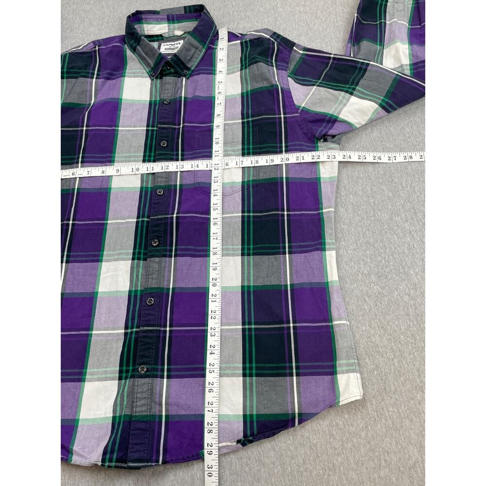 Express Shirt Mens XL‎ Plaid 100% Cotton Long Sleeve Button Down - Picture 6 of 8